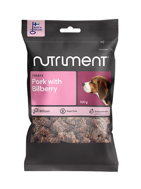 Nutriment Schweinefleisch-Heidelbeer-Leckerli 100 gr